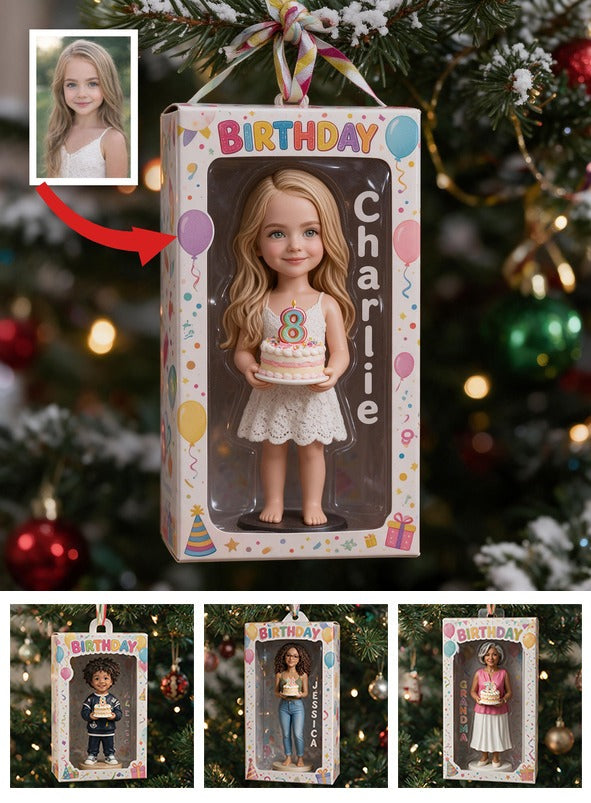 Personalized Birthday Little Girl Ornament, Keepsake Gift for Daughter Granddaughter Niece