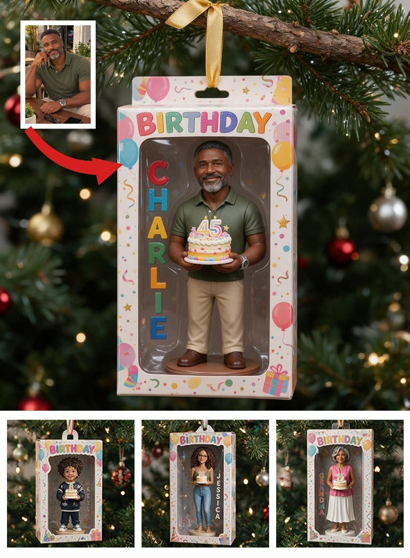 Personalized 45th Birthday Middle-Aged Black Man Ornament, Gift for Dad Grandpa