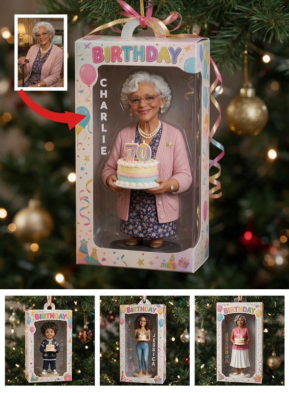 Personalized 70th Birthday Older Black Woman Ornament, Mom Grandma Keepsake Gift