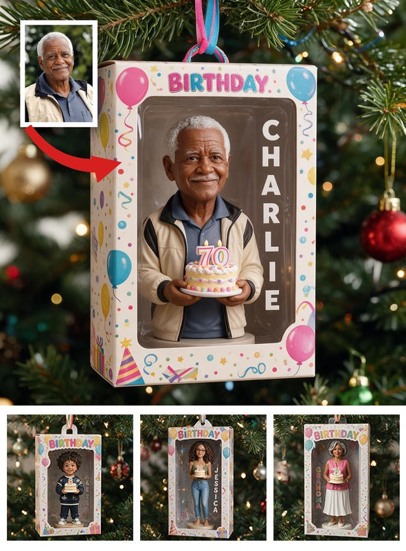 Personalized 70th Birthday Older Black Man Ornament, Gift for Dad Grandpa Husband
