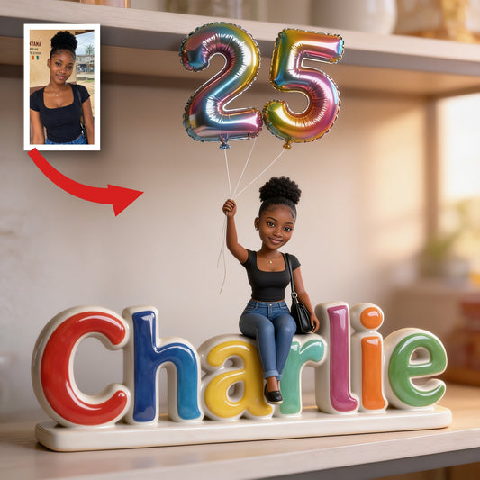Personalized 25th Birthday Black Woman Custom Shaped Acrylic Plaque Gift