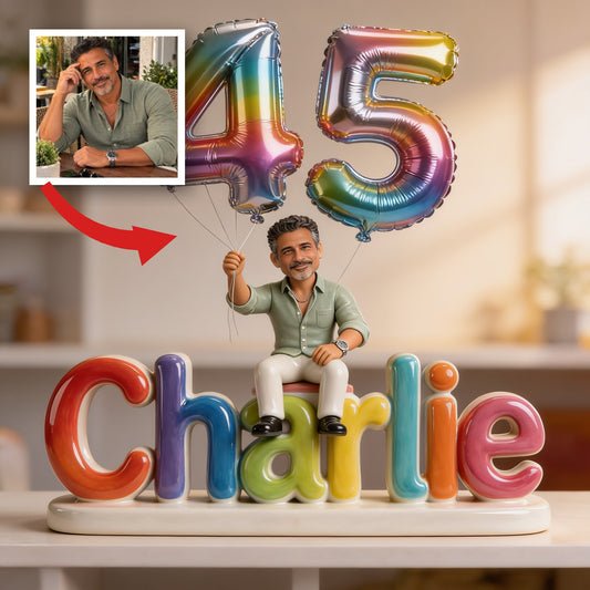 Personalized 45th Birthday Middle-Aged Latino Man Custom Shaped Acrylic Plaque Gift for Him