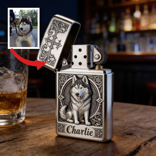 Personalized Siberian Husky 2010-2024 Custom Pocket Lighter Pet Lover Gift