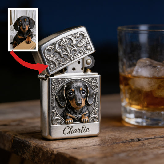 Personalized Black and Tan Dachshund Puppy Lighter Pet Lover Keepsake Gift