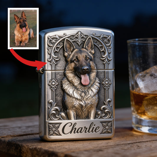 Personalized Black and Tan Adult German Shepherd Lighter Dog Owner Gift