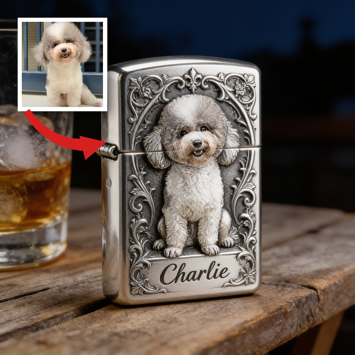 Personalized Curly Fur Poodle Lighter Custom Pet Dog Owner Gift