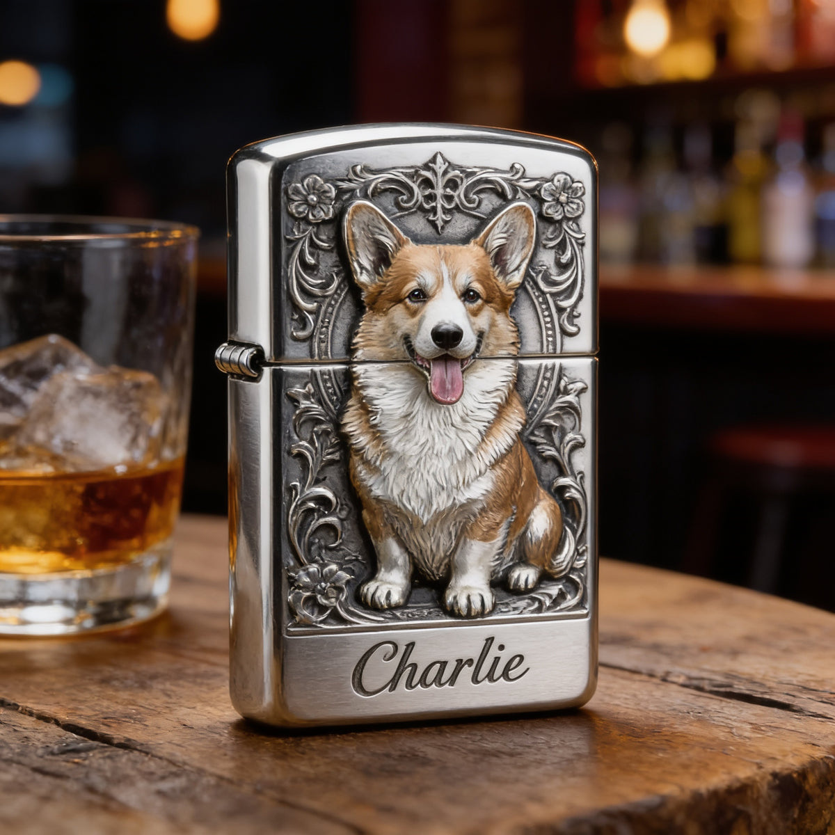 Personalized Tan & White Adult Pembroke Welsh Corgi Lighter Pet Lover Gift