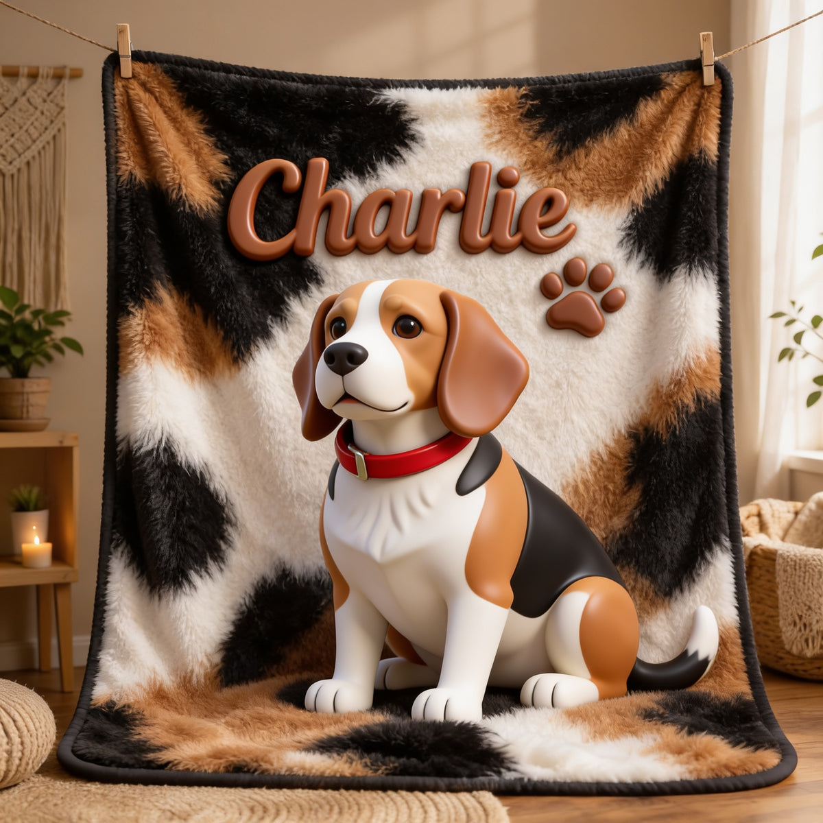 Personalized Tricolor Adult Beagle Dog Blanket Pet Lover Gift