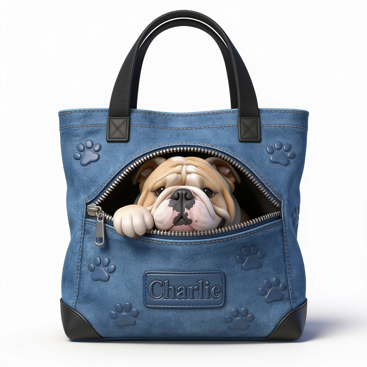 Sac fourre-tout Bulldog Blanc Personnalisé - Cadeau pour Amoureux des Chiens