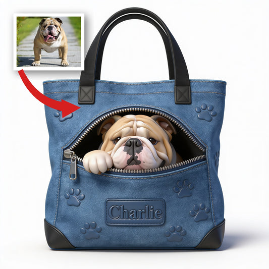 Personalized Fawn White Adult Bulldog Tote Bag Dog Lover Gift