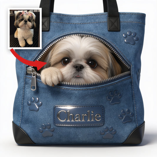 Personalized Fluffy Shih Tzu Tote Bag Dog Lover Gift