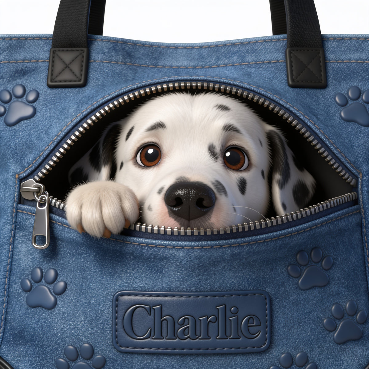 Personalized Black and White Spotted Dalmatian Tote Bag Dog Lover Gift