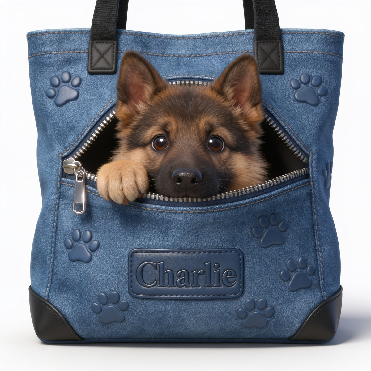Personalized Black and Tan German Shepherd Tote Bag Dog Lover Gift