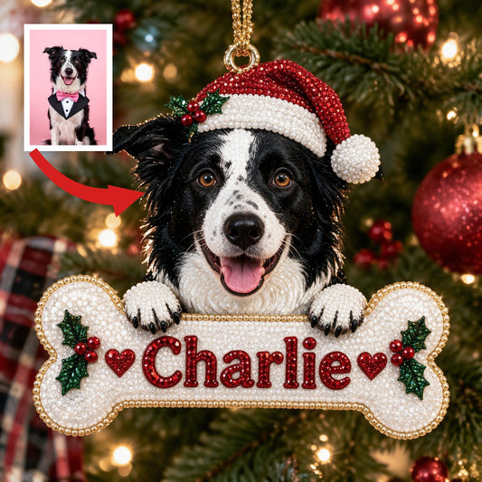 Personalized Christmas Border Collie Diamond Painting Ornament Kit