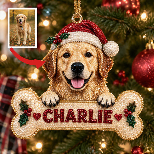 Personalized Christmas Golden Retriever Diamond Painting Ornament Kit