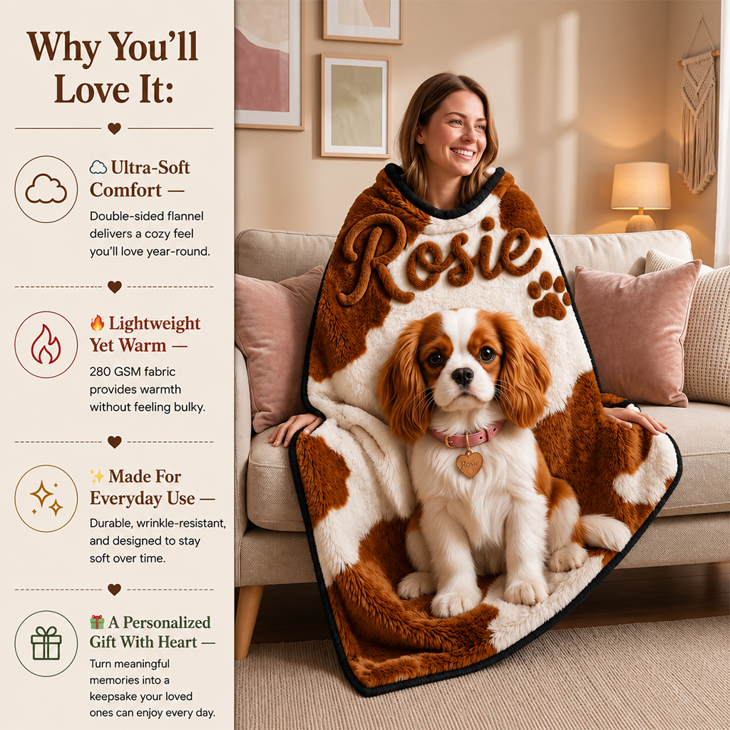 Personalized Fawn and White Chihuahua Puppy Pet Blanket Dog Owner Gift