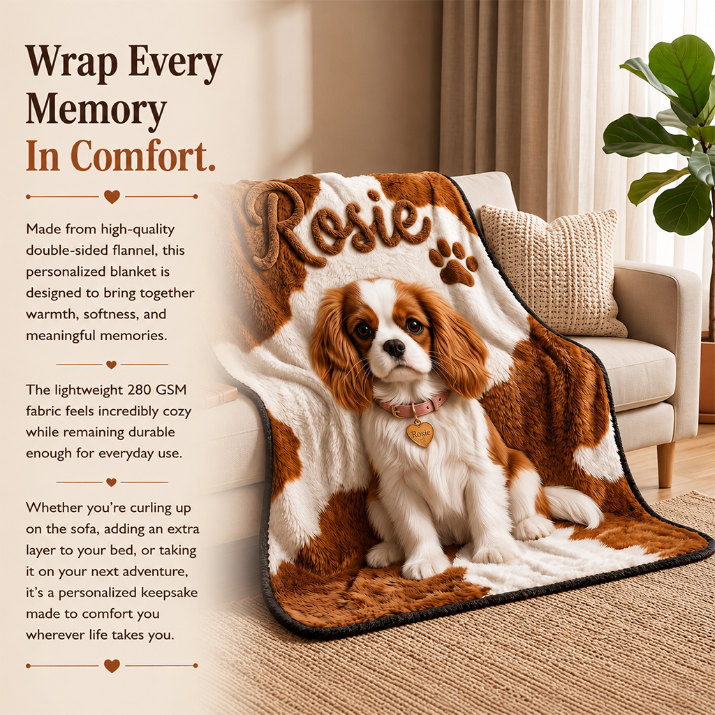 Personalized Fawn and White Chihuahua Puppy Pet Blanket Dog Owner Gift