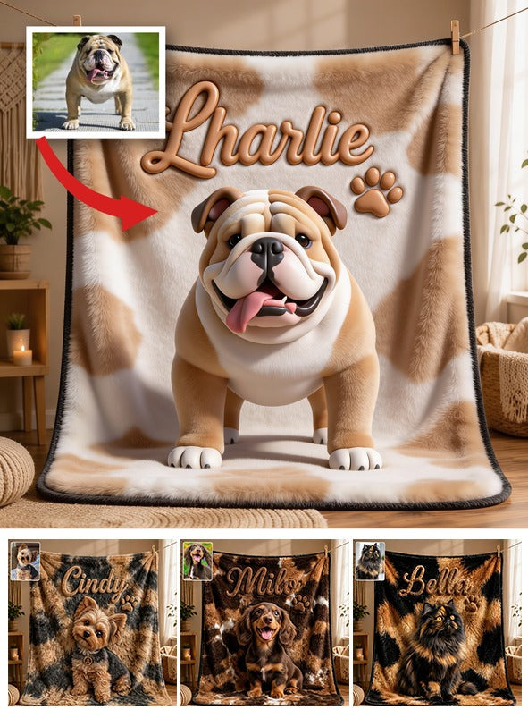 Couverture Personnalisée pour Bulldog Adulte Fawn et Blanc - Cadeau Amoureux des Chiens