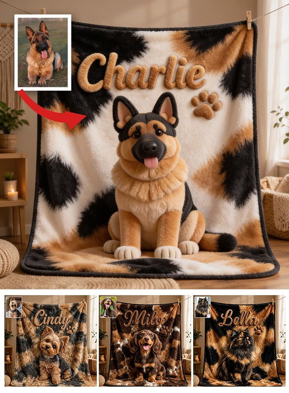 Personalized Black and Tan German Shepherd Dog Blanket Pet Gift
