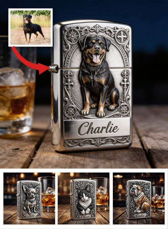 Personalized Black and Tan Adult Rottweiler Lighter Pet Owner Keepsake Gift