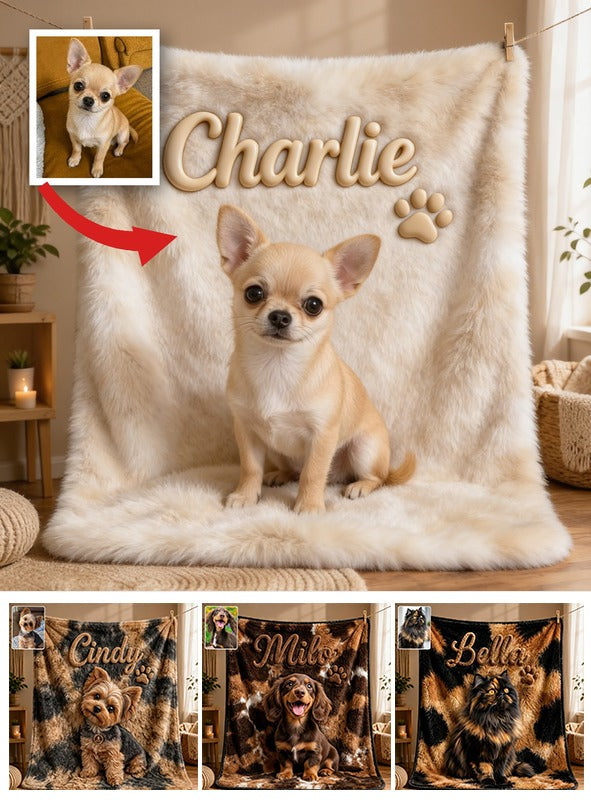 Personalized Fawn and White Chihuahua Puppy Pet Blanket Dog Owner Gift