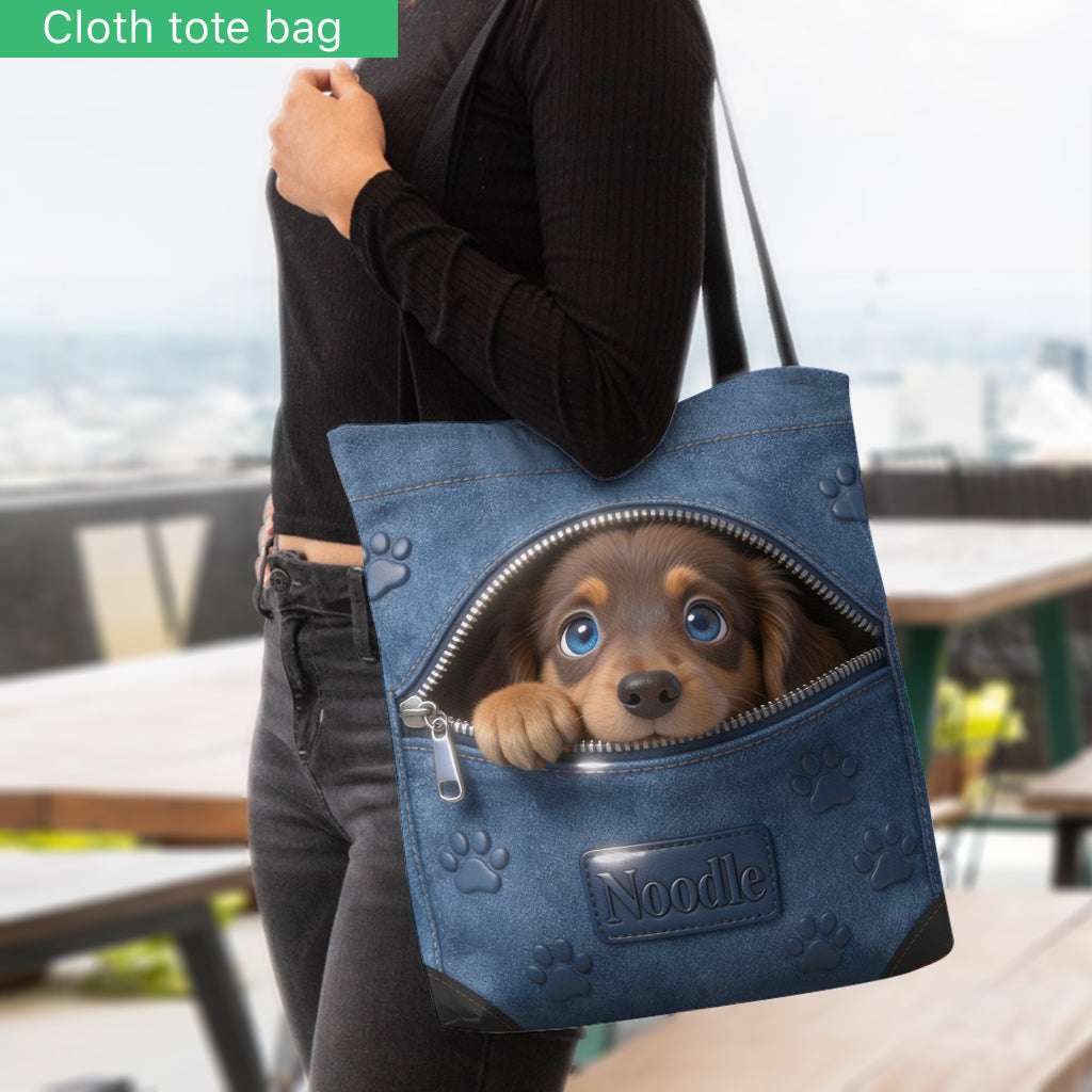 Personalized Tan and White Pembroke Welsh Corgi Tote Bag Dog Lover Gift
