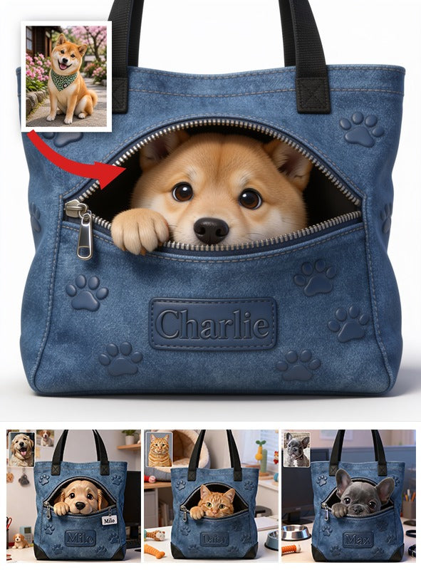 Personalized Tan and White Shiba Inu Tote Bag Dog Lover Gift