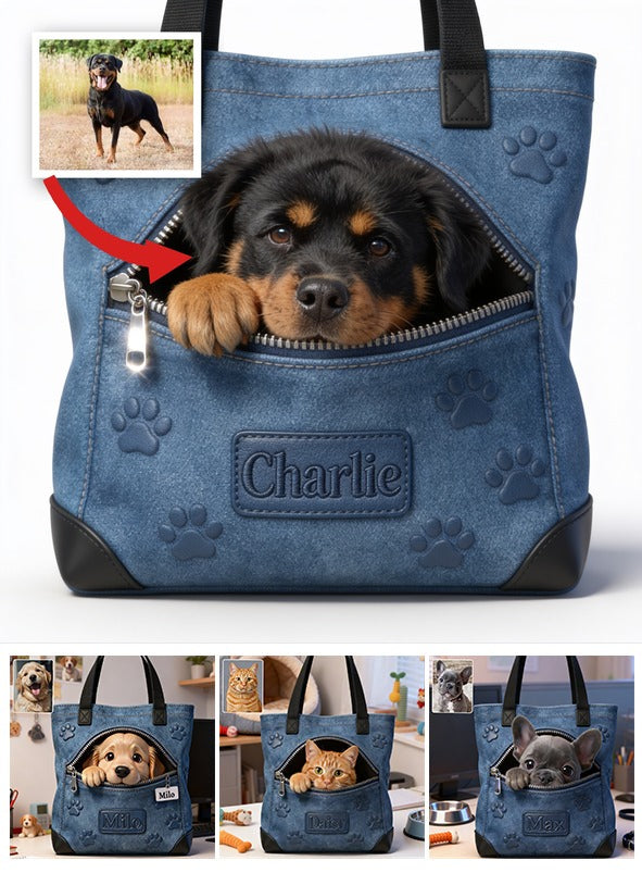 Personalized Black and Tan Adult Rottweiler Tote Bag Dog Owner Gift