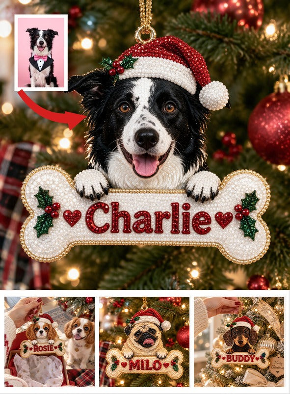 Personalized Christmas Border Collie Diamond Painting Ornament Kit