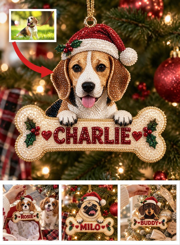 Personalized Christmas Tricolor Adult Beagle Diamond Painting Ornament Kit