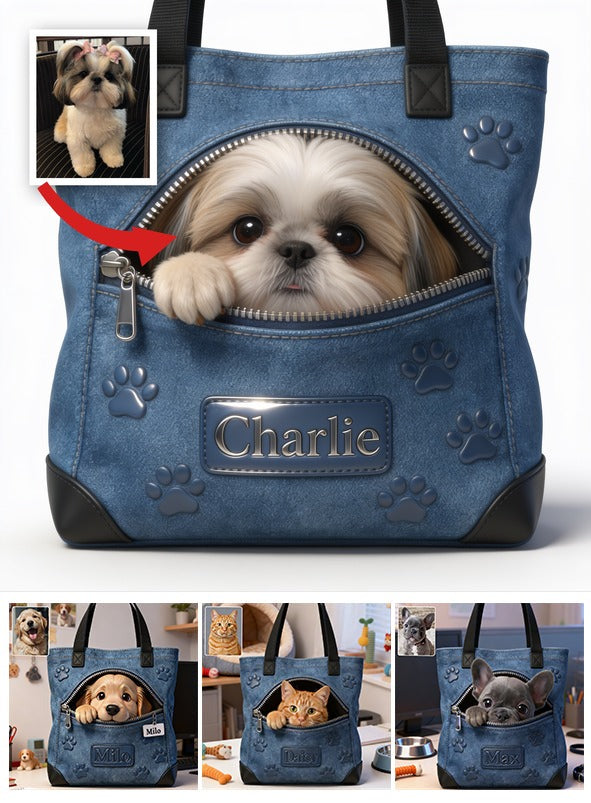 Personalized Fluffy Shih Tzu Tote Bag Dog Lover Gift