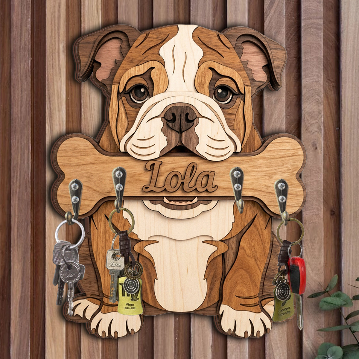 Personalized Adult Black & Tan German Shepherd Wooden Key Rack Wall Hanging Gift