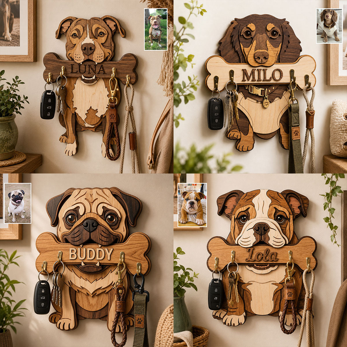 Personalized Adult Black & Tan German Shepherd Wooden Key Rack Wall Hanging Gift