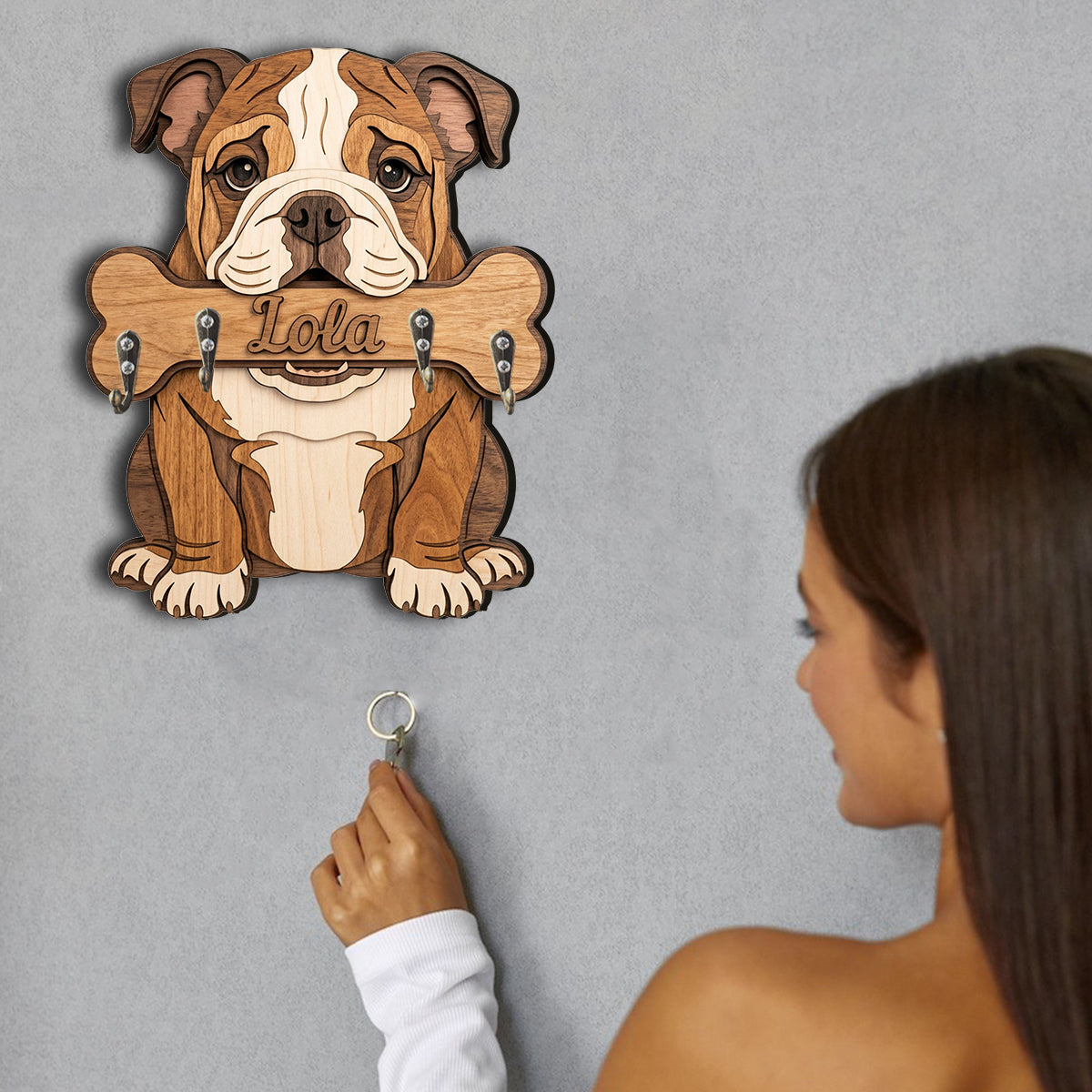 Personalized Black and Tan Dachshund Puppy Wooden Key Rack Dog Lover Decor