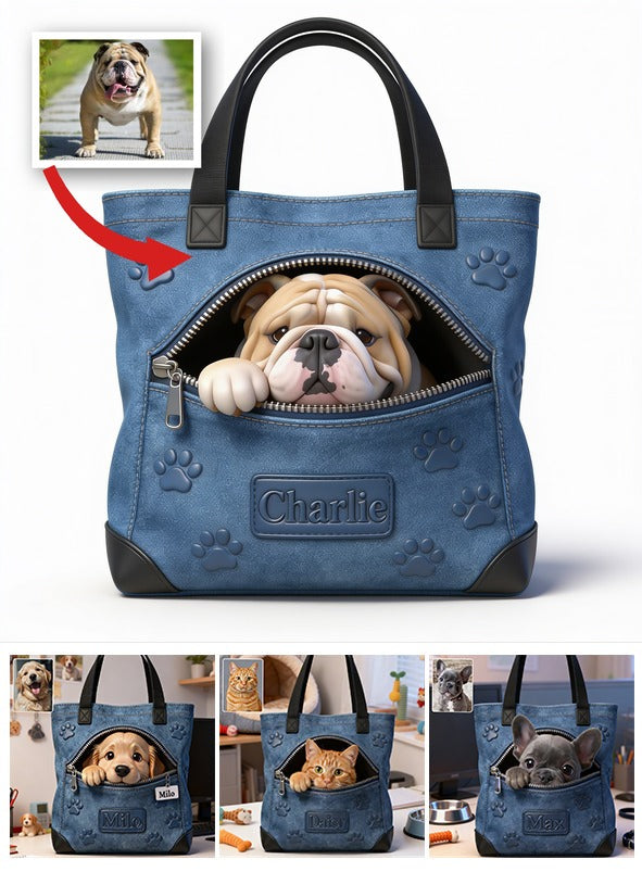 Sac fourre-tout Bulldog Blanc Personnalisé - Cadeau pour Amoureux des Chiens