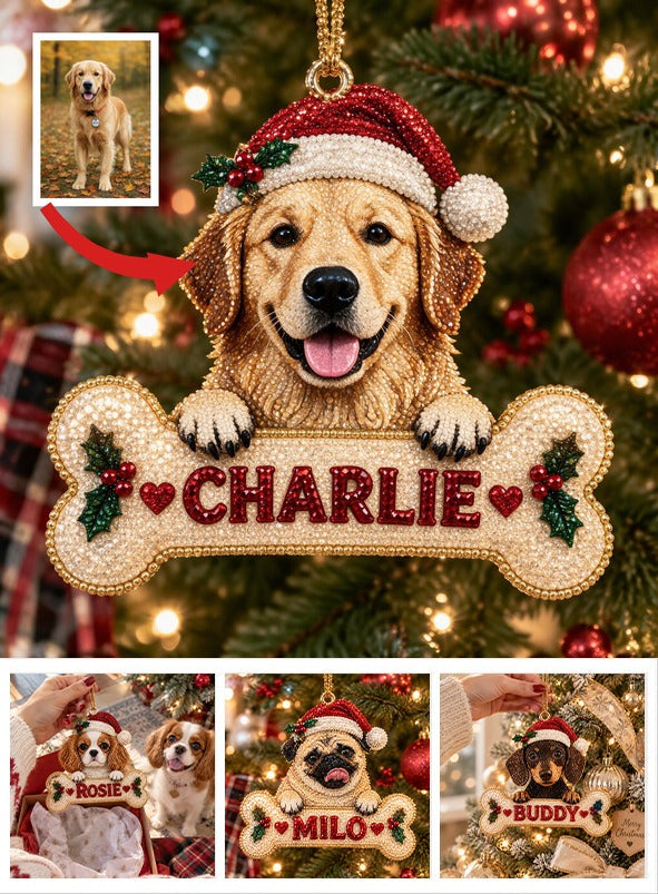 Personalized Christmas Golden Retriever Diamond Painting Ornament Kit