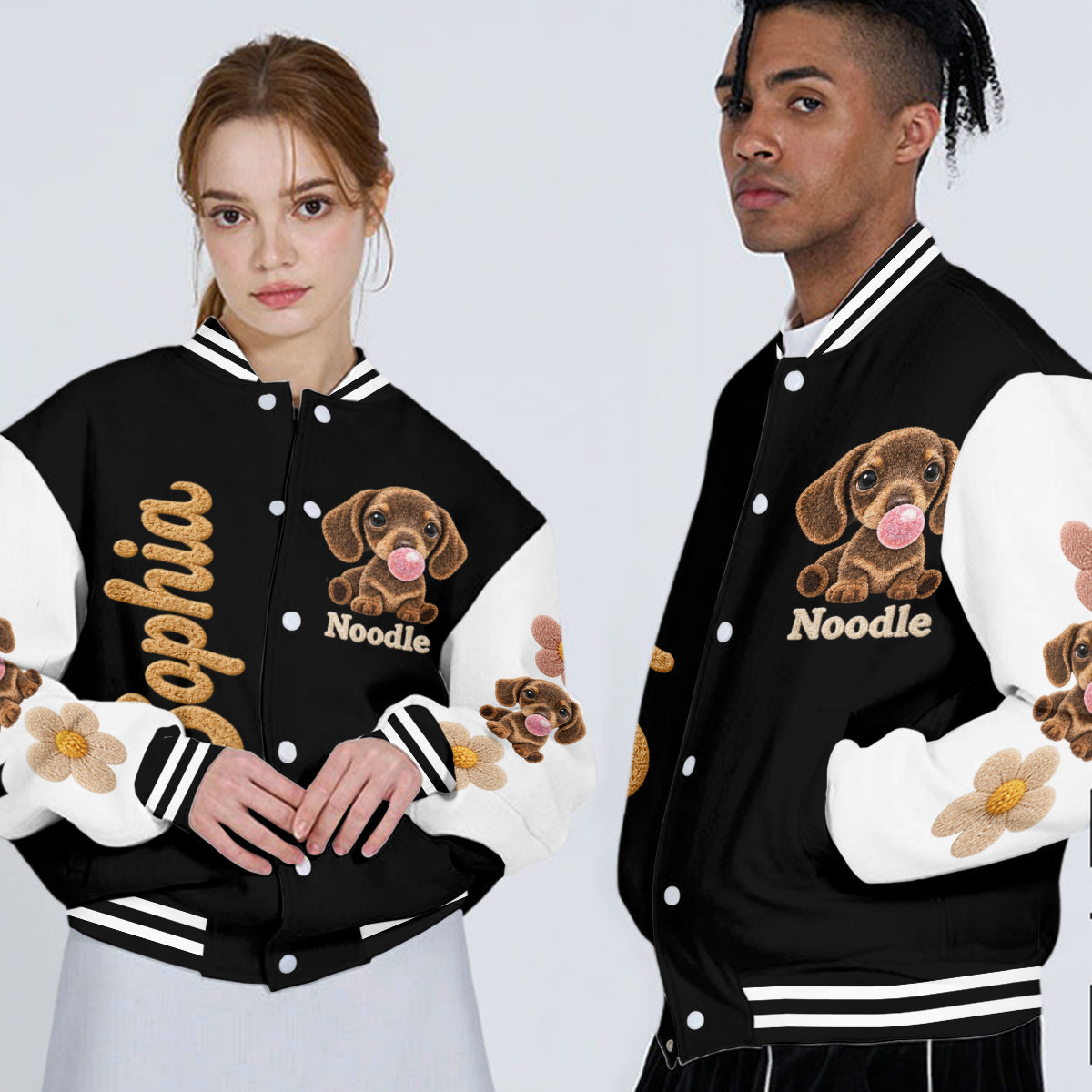 Personalized Adult Tan and White Pembroke Welsh Corgi Varsity Jacket