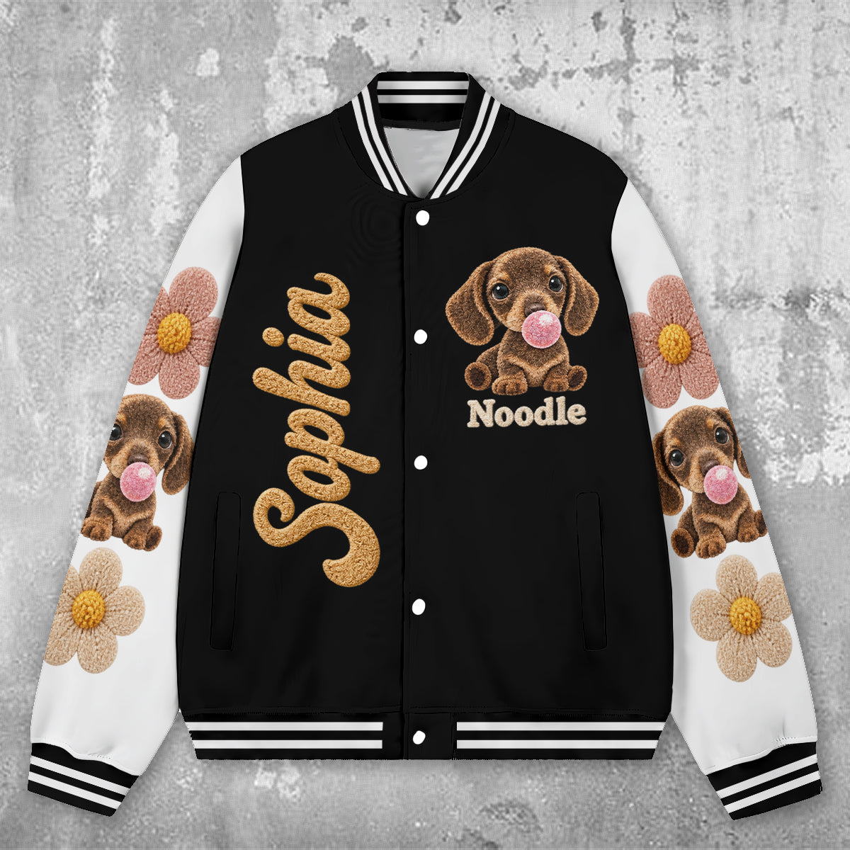 Personalized Black and Tan Adult Rottweiler Varsity Jacket Dog Owner Gift