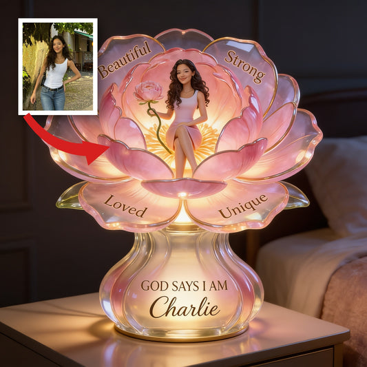 Personalized Latina Woman Acrylic LED Night Light Self Love Gift