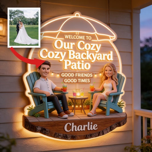 Personalized Wedding Couple Backyard Patio LED Acrylic Sign Home Decor Gift