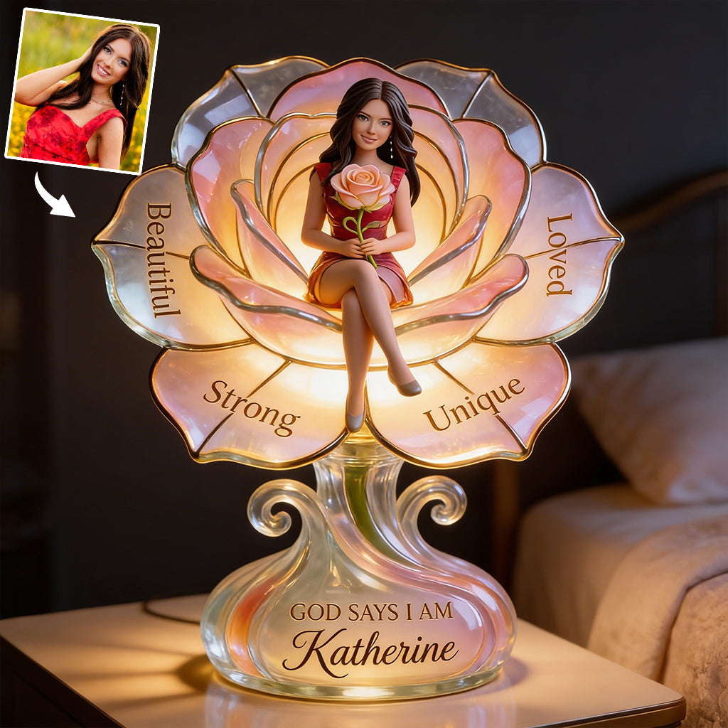 Personalized Middle-Aged Black Woman Self Love Acrylic LED Night Light