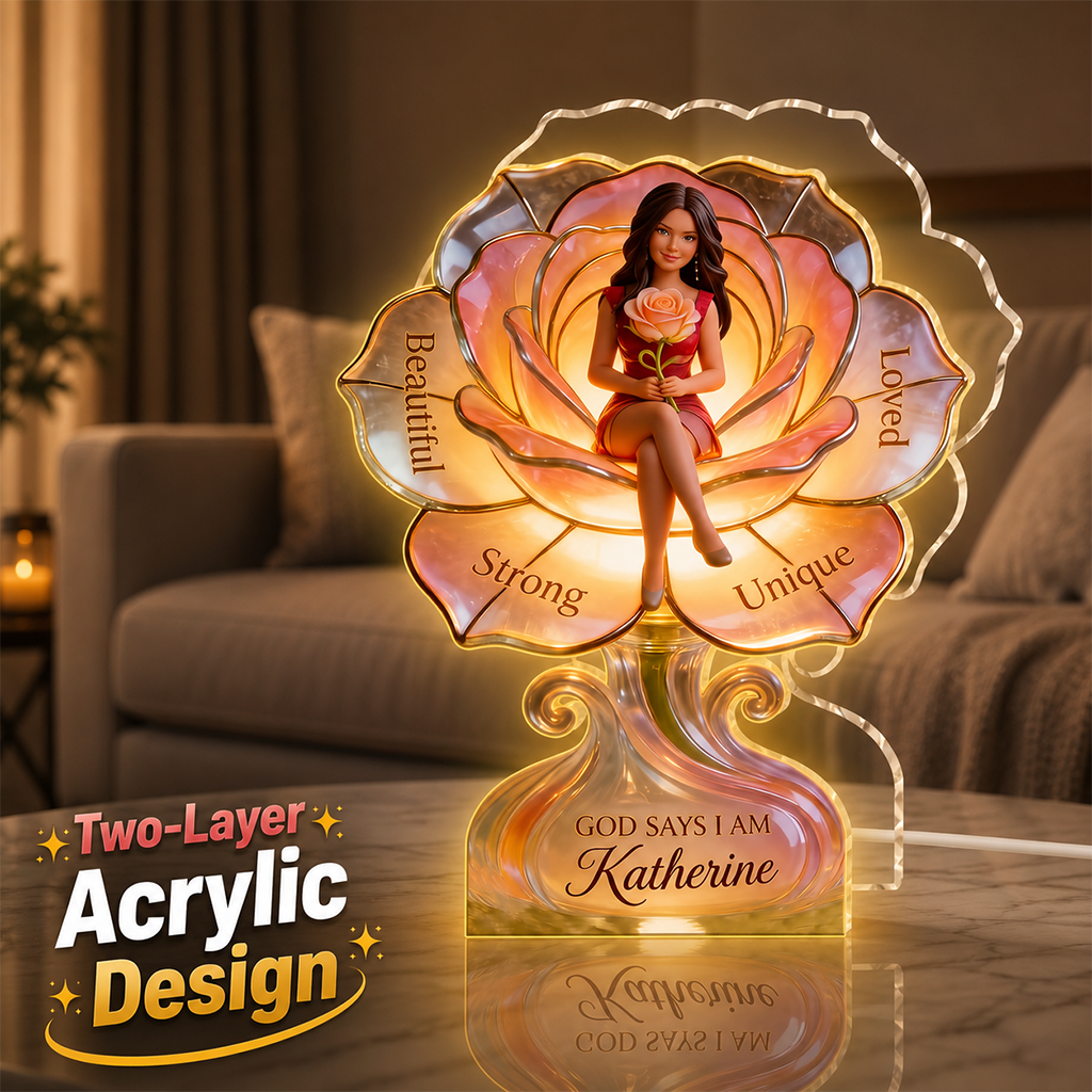 Personalized Middle-Aged Latina Woman Acrylic LED Night Light Self Love Gift