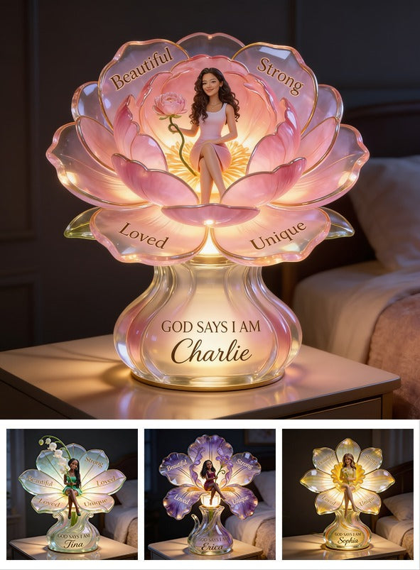 Personalized Latina Woman Acrylic LED Night Light Self Love Gift