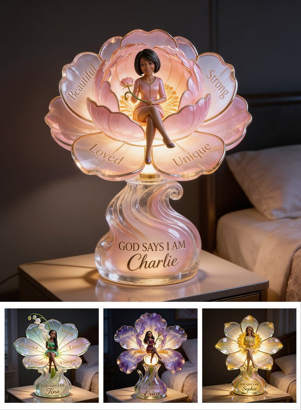 Personalized Middle-Aged Black Woman Self Love Acrylic LED Night Light