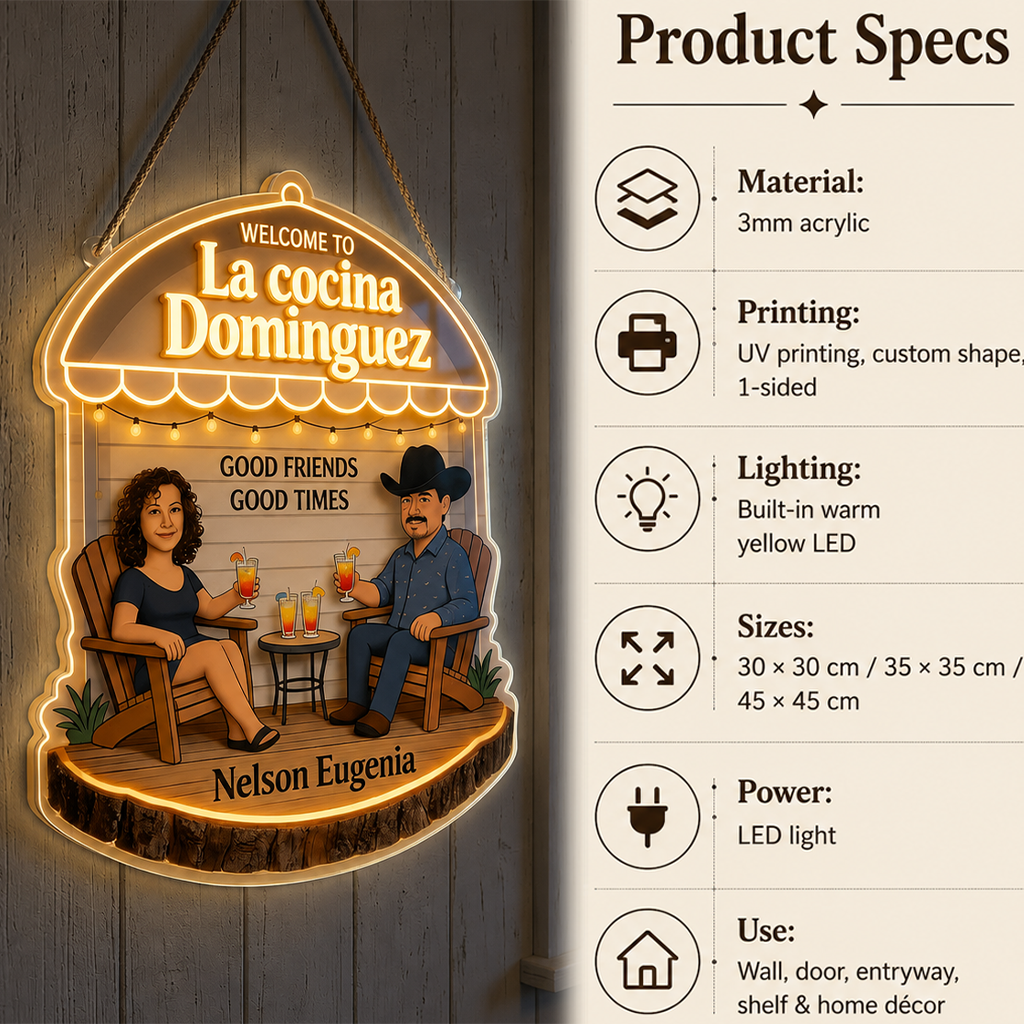 Personalized Couple Backyard Patio LED Light Acrylic Sign