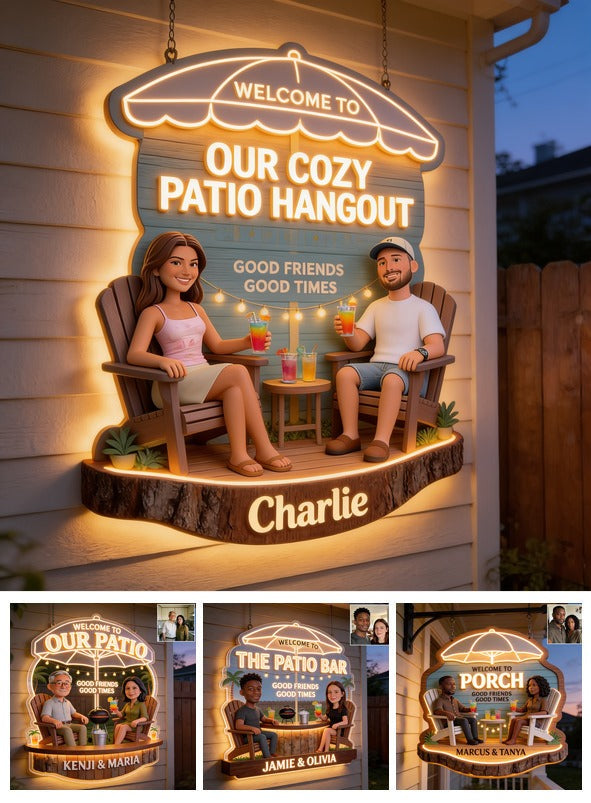 Personalized Latino Couple Patio Backyard LED Acrylic Sign Home Decor