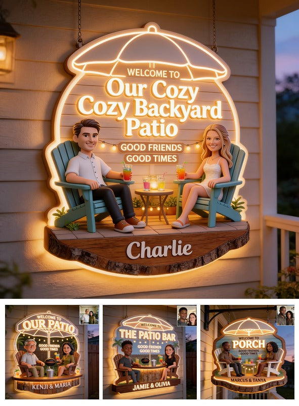 Personalized Wedding Couple Backyard Patio LED Acrylic Sign Home Decor Gift
