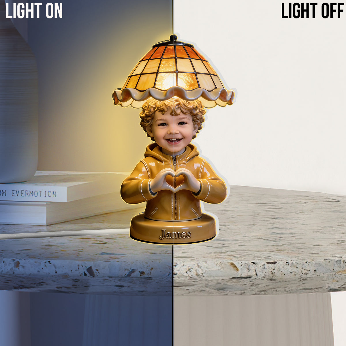 Personalized Black Little Girl Acrylic LED Night Light, Gift for Daughter Granddaughter Niece