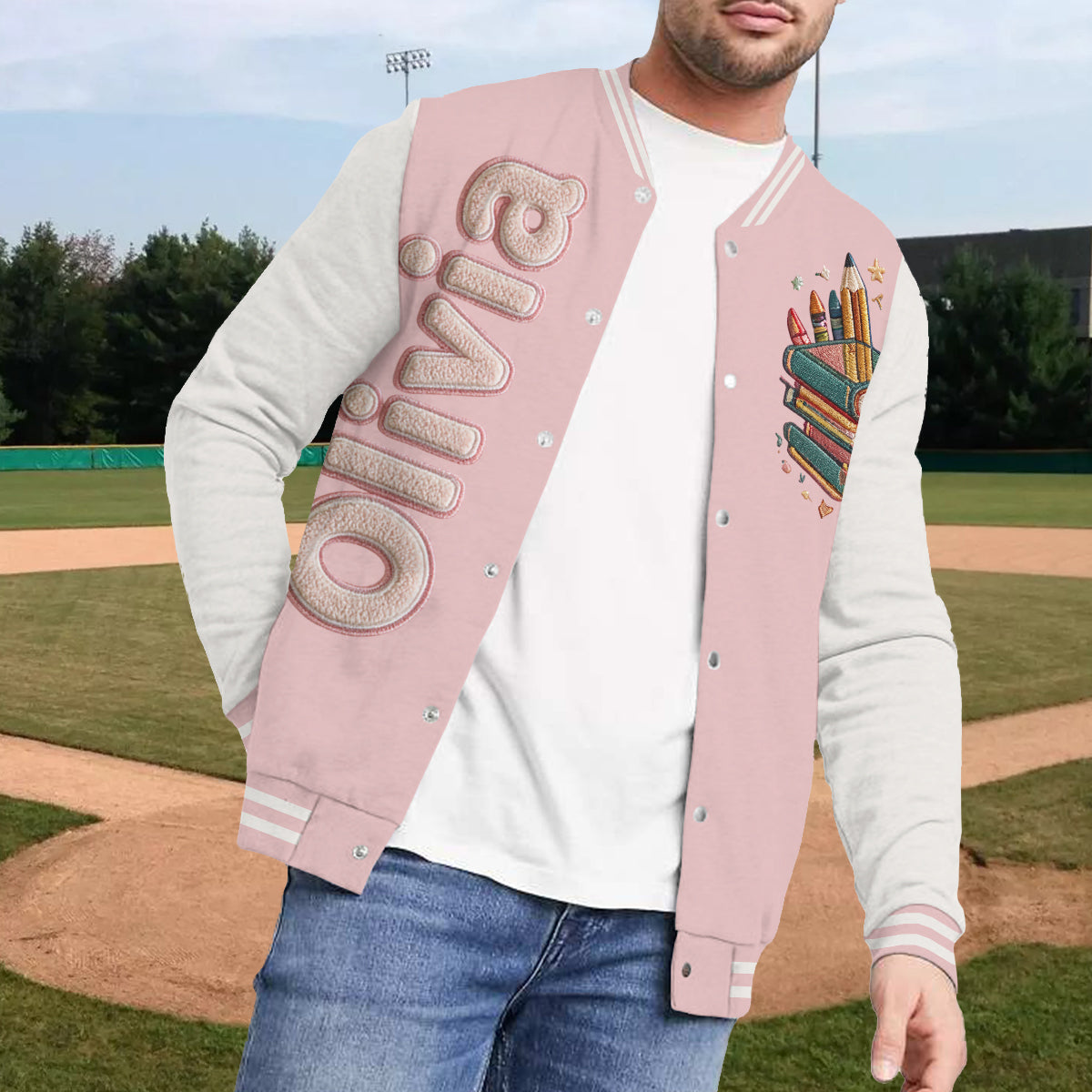 Personalized Little Girl Custom Alphabet Kid Varsity Jacket
