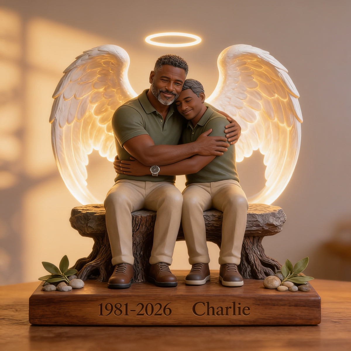 Personalized 1981-2026 Middle-Aged Black Man Memorial Acrylic LED Night Light